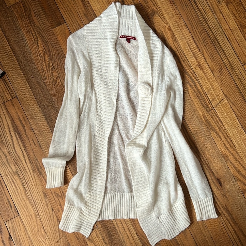 JJ Basic White Cream Knitted Cardigan